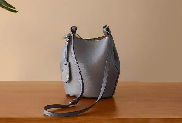 Handmade Genuine Leather Bucket Bag Purse Crossbody Bag Shoulder Bag Purse For Women