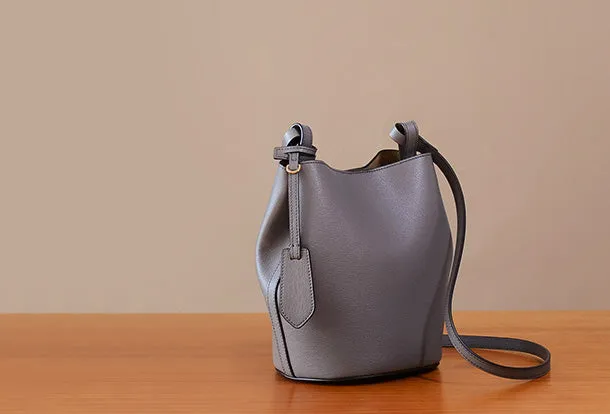 Handmade Genuine Leather Bucket Bag Purse Crossbody Bag Shoulder Bag Purse For Women