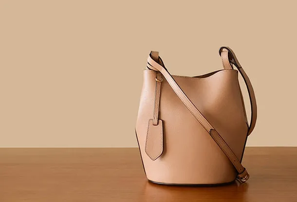 Handmade Genuine Leather Bucket Bag Purse Crossbody Bag Shoulder Bag Purse For Women