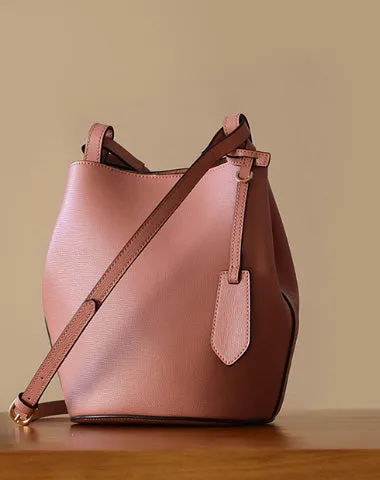 Handmade Genuine Leather Bucket Bag Purse Crossbody Bag Shoulder Bag Purse For Women