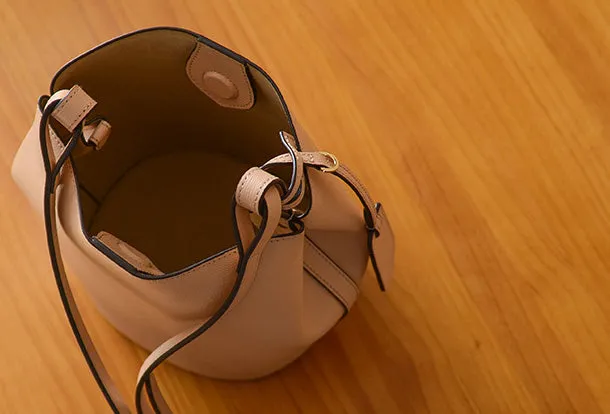 Handmade Genuine Leather Bucket Bag Purse Crossbody Bag Shoulder Bag Purse For Women