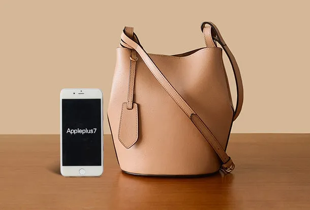 Handmade Genuine Leather Bucket Bag Purse Crossbody Bag Shoulder Bag Purse For Women