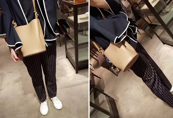 Handmade Genuine Leather Bucket Bag Purse Crossbody Bag Shoulder Bag Purse For Women