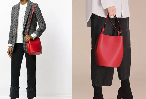 Handmade Genuine Leather Bucket Bag Purse Crossbody Bag Shoulder Bag Purse For Women