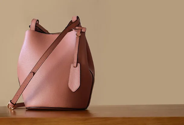 Handmade Genuine Leather Bucket Bag Purse Crossbody Bag Shoulder Bag Purse For Women