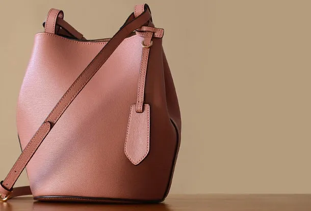 Handmade Genuine Leather Bucket Bag Purse Crossbody Bag Shoulder Bag Purse For Women
