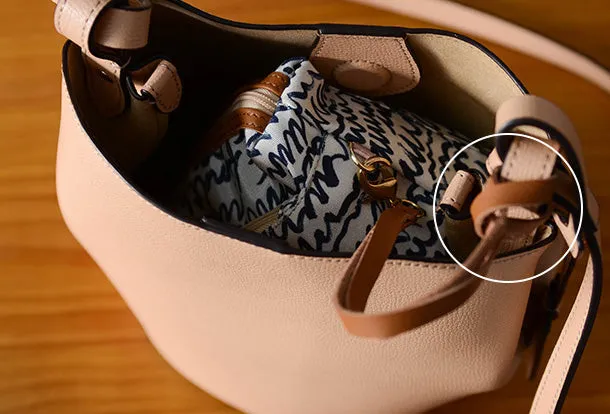 Handmade Genuine Leather Bucket Bag Purse Crossbody Bag Shoulder Bag Purse For Women