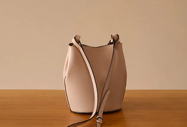 Handmade Genuine Leather Bucket Bag Purse Crossbody Bag Shoulder Bag Purse For Women
