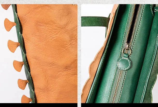 Handmade Genuine Leather Shopper Bag Bucket Bag Shoulder Bag Purse For Women