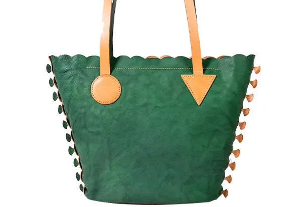 Handmade Genuine Leather Shopper Bag Bucket Bag Shoulder Bag Purse For Women