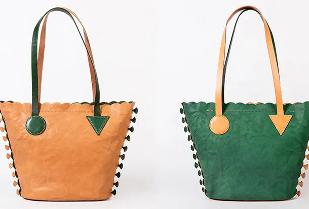 Handmade Genuine Leather Shopper Bag Bucket Bag Shoulder Bag Purse For Women