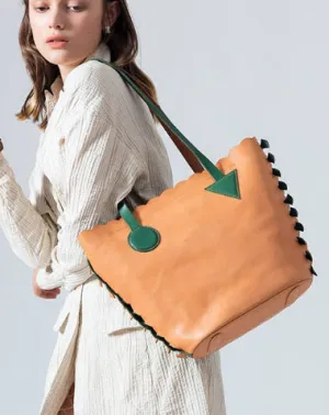 Handmade Genuine Leather Shopper Bag Bucket Bag Shoulder Bag Purse For Women