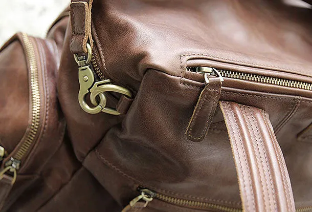 Handmade Leather backpack bag shoulder bag Coffee women leather purse