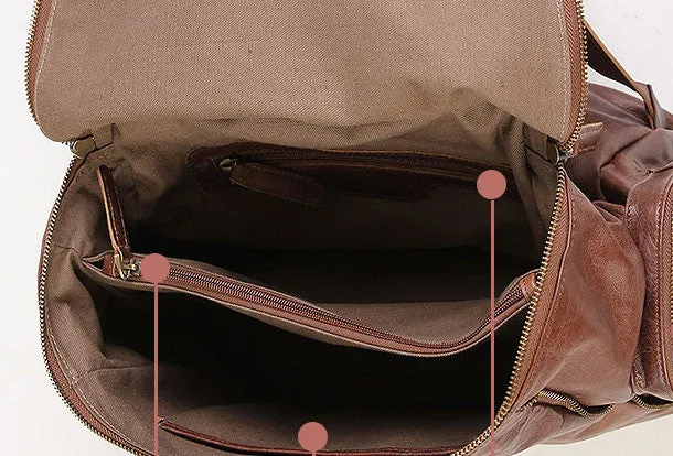 Handmade Leather backpack bag shoulder bag Coffee women leather purse