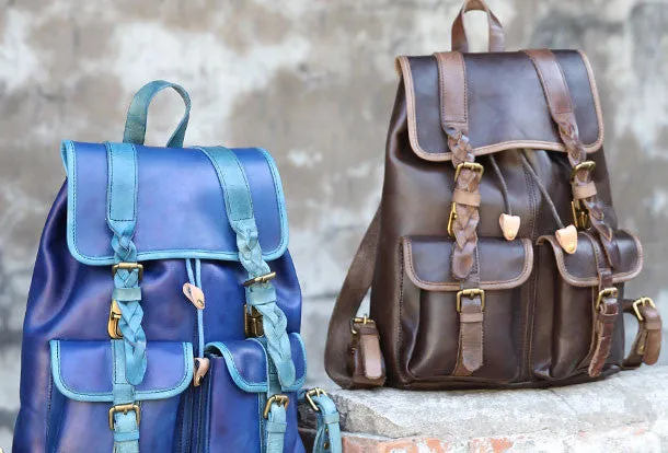 Handmade Leather backpack bag shoulder bag for women leather purse