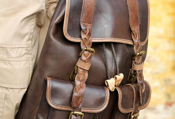 Handmade Leather backpack bag shoulder bag for women leather purse