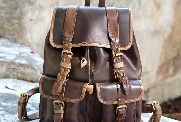 Handmade Leather backpack bag shoulder bag for women leather purse