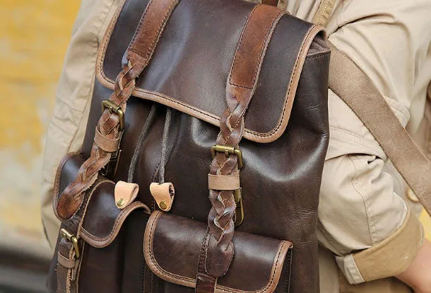 Handmade Leather backpack bag shoulder bag for women leather purse