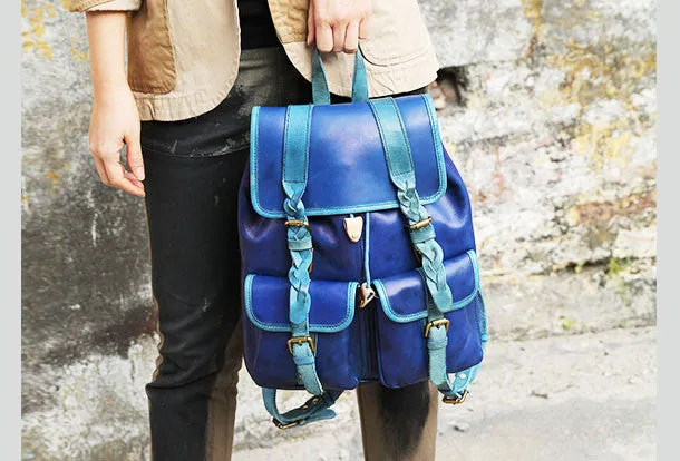 Handmade Leather backpack bag shoulder bag for women leather purse