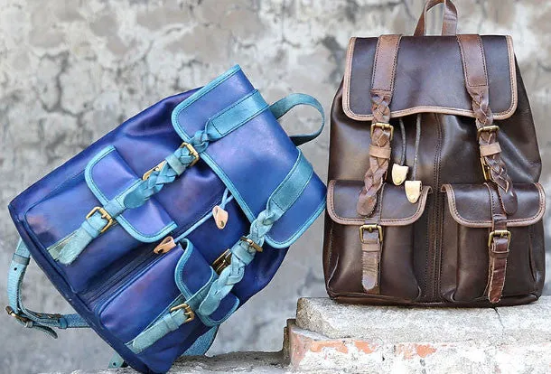 Handmade Leather backpack bag shoulder bag for women leather purse