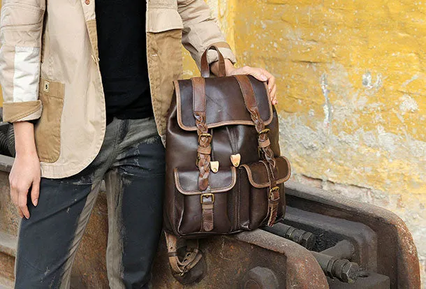 Handmade Leather backpack bag shoulder bag for women leather purse