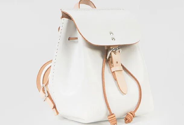 Handmade Leather backpack shoulder white purse for women leather shoulder bag