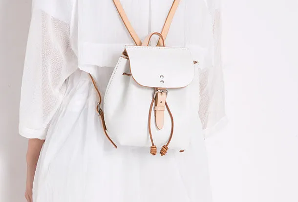 Handmade Leather backpack shoulder white purse for women leather shoulder bag