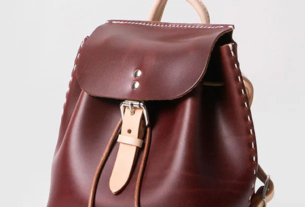 Handmade Leather backpack shoulder white purse for women leather shoulder bag
