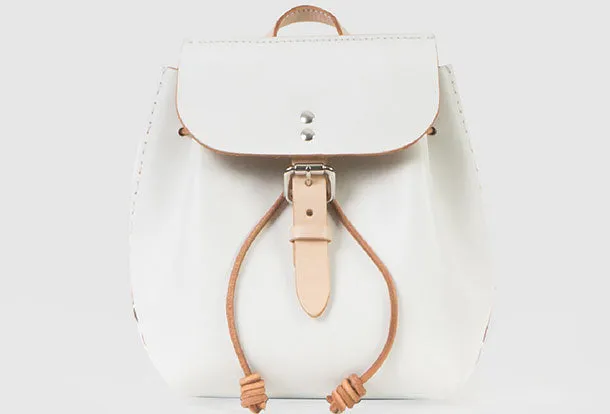 Handmade Leather backpack shoulder white purse for women leather shoulder bag