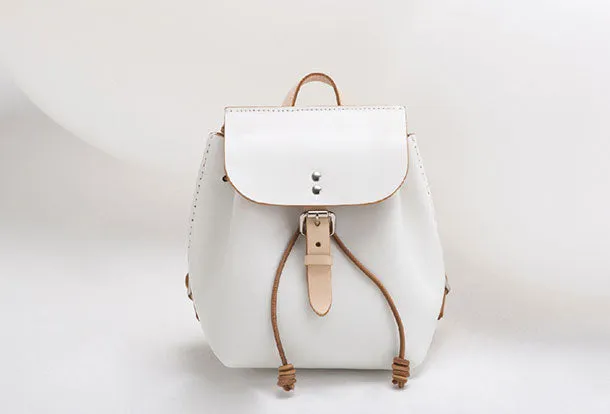 Handmade Leather backpack shoulder white purse for women leather shoulder bag