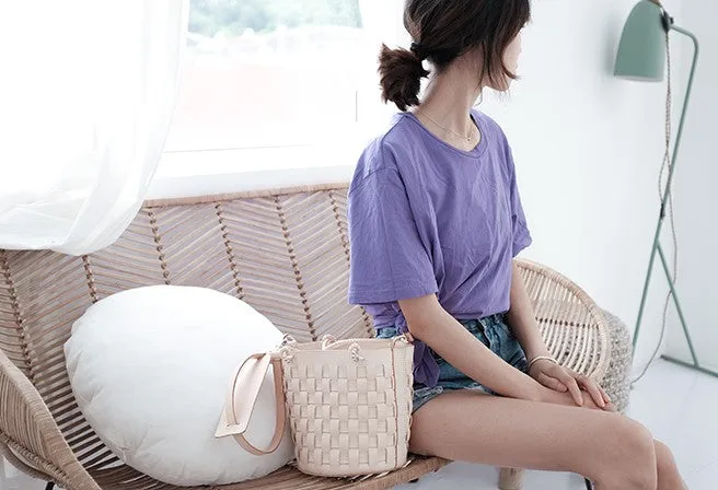 Handmade Leather Beige Braided Womens Handbag Crossbody Purse Shoulder Bag for Women