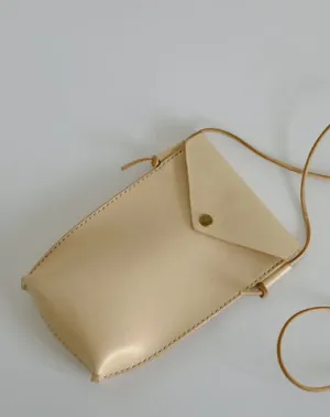 Handmade Leather Beige Womens Small Phone Crossbody Purse Shoulder Bag for Women