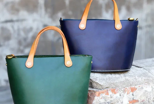 Handmade Leather Bucket Bag Purse Bucket Handbags Shoulder Bag for Women