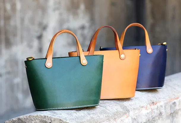 Handmade Leather Bucket Bag Purse Bucket Handbags Shoulder Bag for Women