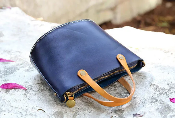 Handmade Leather Bucket Bag Purse Bucket Handbags Shoulder Bag for Women
