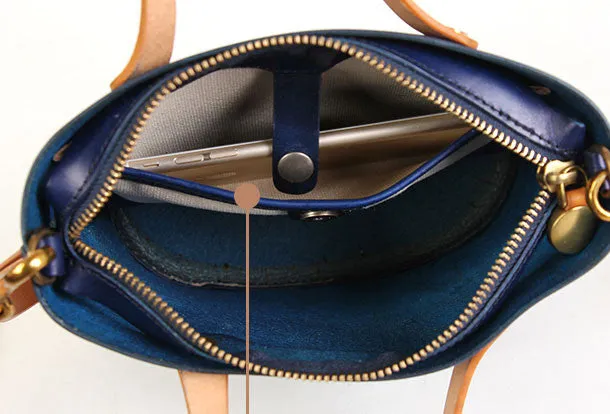 Handmade Leather Bucket Bag Purse Bucket Handbags Shoulder Bag for Women