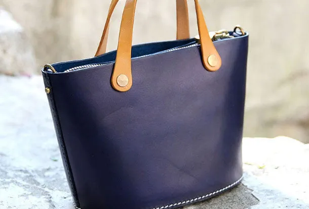 Handmade Leather Bucket Bag Purse Bucket Handbags Shoulder Bag for Women
