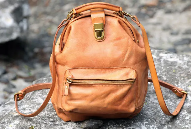 Handmade Leather cute backpack bag shoulder bag green women leather purse