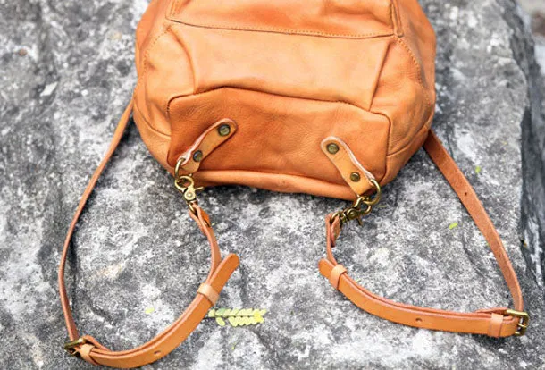Handmade Leather cute backpack bag shoulder bag green women leather purse