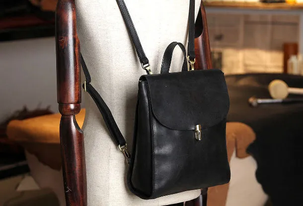 Handmade Leather cute backpack bag shoulder bag green women leather purse