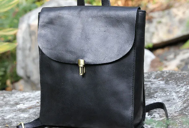 Handmade Leather cute backpack bag shoulder bag green women leather purse