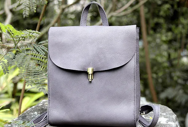 Handmade Leather cute backpack bag shoulder bag green women leather purse