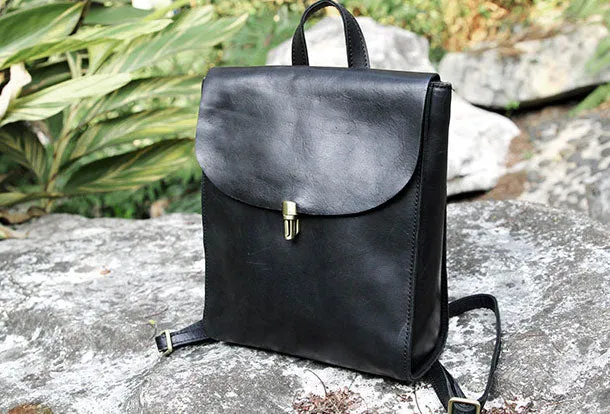 Handmade Leather cute backpack bag shoulder bag green women leather purse