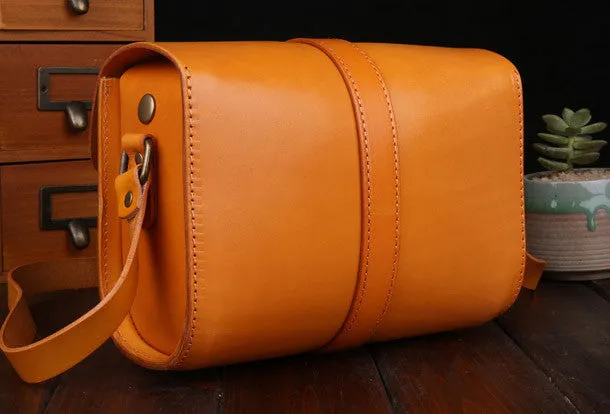 Handmade Leather shoulder bags small leather school crossbody bag for women