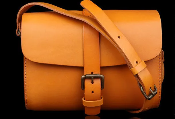Handmade Leather shoulder bags small leather school crossbody bag for women