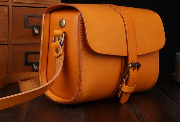 Handmade Leather shoulder bags small leather school crossbody bag for women