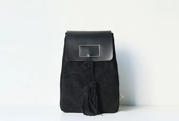 Handmade leather tassels purse backpack bag shoulder bag satchel bag purse women