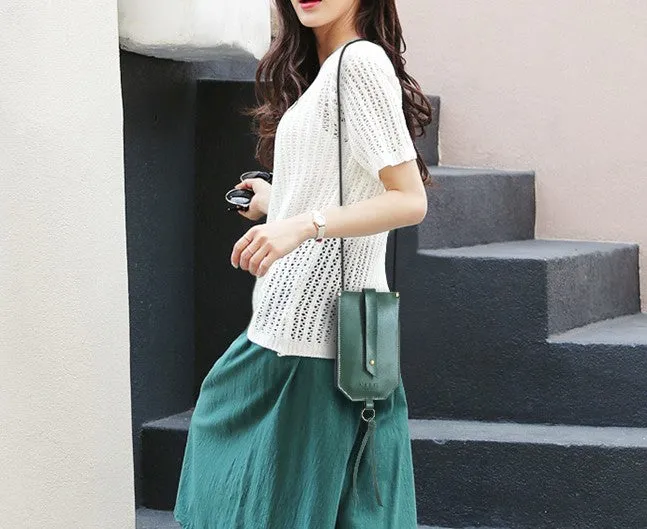 Handmade LEATHER WOMEN Cell Phone Mini SHOULDER BAG Small Crossbody Purse FOR WOMEN