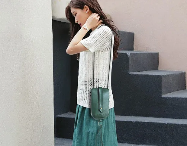 Handmade LEATHER WOMEN Cell Phone Mini SHOULDER BAG Small Crossbody Purse FOR WOMEN