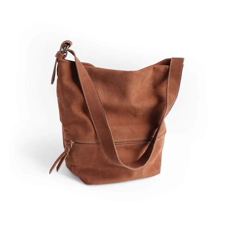 Handmade LEATHER WOMENs Bucket Crossbody Purse Barrel SHOULDER BAG FOR WOMEN